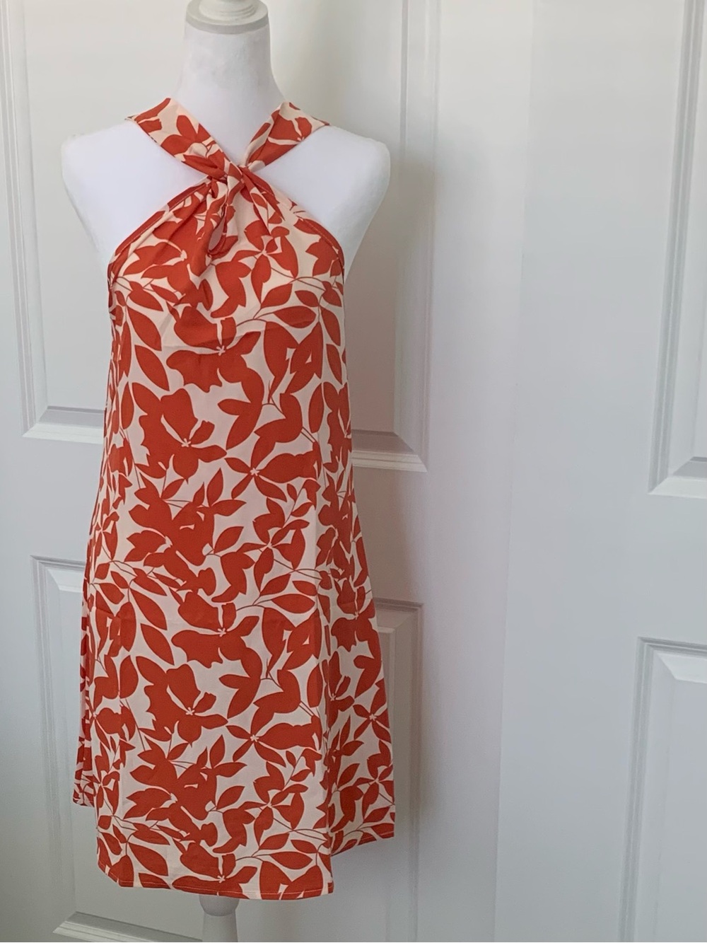 Sleeveless Orange Floral Halter Dress - Women  (NWOT)